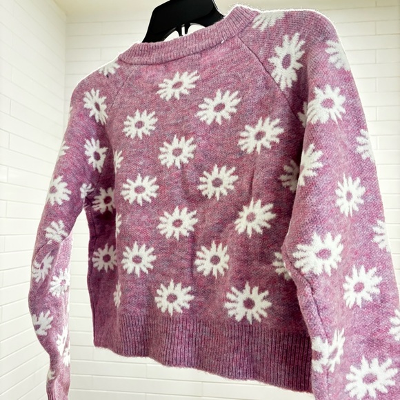 NWT ZARA Lilac Purple White Daisy Flower Button Knit Cardigan M 9874/105 - Picture 5 of 5